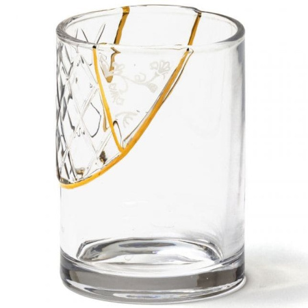 Seletti Kintsugi Стеклянный стакан, размеры: 7,6х7,6х10,5 см, цвет - прозрачный, золотой