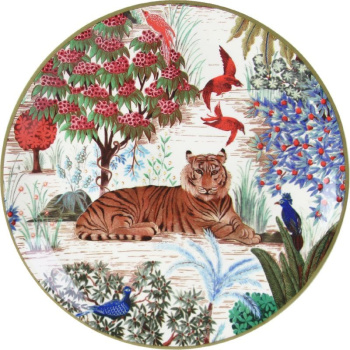 Gien Jardin du Palais Тарелка для канапе с рисунком Tigre (Тигр), диаметр - 17 см