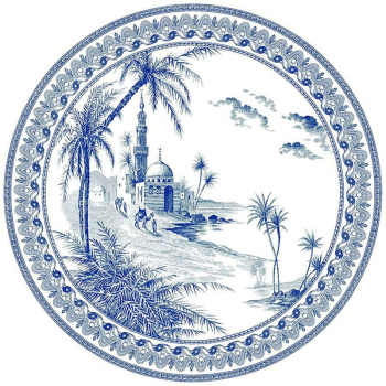 Gien Les Depareillees Обеденная тарелка с рисунком Vues d’Orient (Вид на Восток), диаметр - 27,4 см