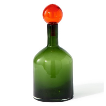 Pols Potten Bubbles & Bottles Chic Стеклянная бутылка с крышкой, 18х18х33h см, цвет- зеленый, оранж
