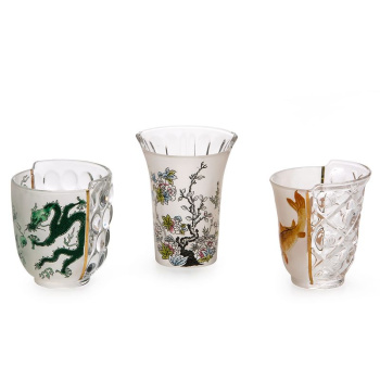 Seletti Hybrid Набор из 3 стеклянных стаканов Aglaura, цвет - прозрачный, разноцветный