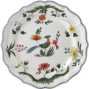 Gien Oiseaux de paradis Десертная тарелка, диаметр - 23,2 см, белый, разноцветный