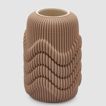 EDG Декоративная ваза 3D Sinuoso (Синусы), размеры: 20х20х29,5h см, цвет - бежевый, белый