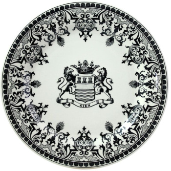 Gien Les Depareillees Тарелка для основного блюда Герб, диаметр - 27,4 см, белый, черный