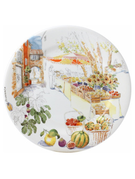 Gien Provence Десертная тарелка Провансальский рынок, диаметр - 22 см, цвет - белый, разноцветный