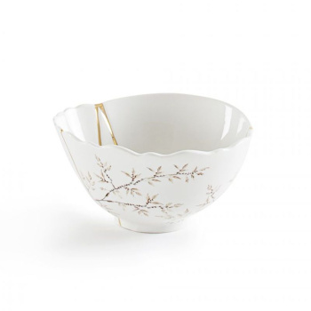 Seletti Kintsugi Фарфоровая пиала, диаметр - 11,5 см, цвет - белый, красный, золотой