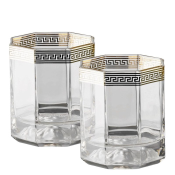 Rosenthal Versace Medusa Crystal Набор из 2-х хрустальных бокалов для виски c золотым декором (24 К)