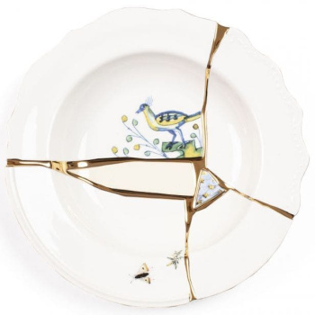 Seletti Kintsugi Тарелка для супа, диаметр - 22 см, цвет - белый, зеленый