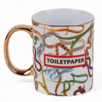 Seletti Toiletpaper Фарфоровая кружка с ручкой с рисунком Snakes, 8х8х10h см, белый