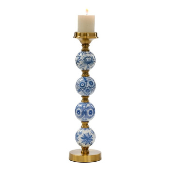 Goodwill Фарфоровый подсвечник с 4-мя шарами с узором Delft, высота - 49 см, цвет - белый, синий