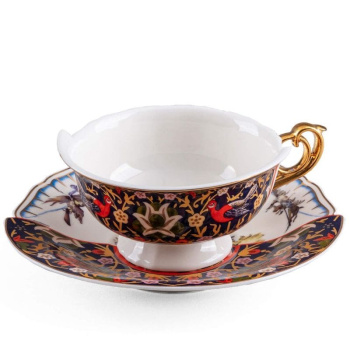 Seletti Hybrid Фарфоровая чайная пара Kannauj, 10,5х10,8х5,7 см, белый, черный, красный