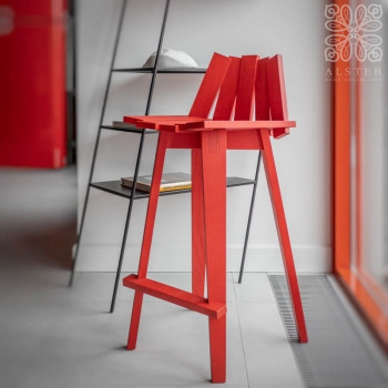 Mogg Frank Деревянный барный стул, 83 см, красный