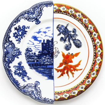 Seletti Hybrid Тарелка для основного блюда Isaura, диаметр - 27,5 см, белый, синий, оранжевый