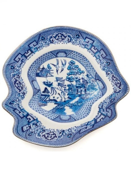 Seletti Classics on Acid Десертная тарелка Glitchy Willow, размеры: 21,4х20,3х2,8 см, белый, синий