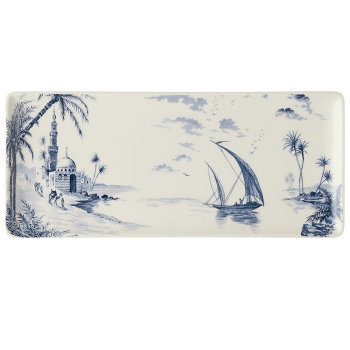 Gien Les Depareillees Bleu Прямоугольная тарелка для кекса, размеры: 36х15,5 см, цвет - белый, синий