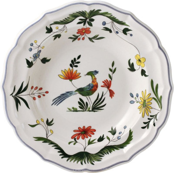 Gien Oiseaux de paradis Глубокая тарелка для супа, диаметр - 22,5 см, белый, разноцветный
