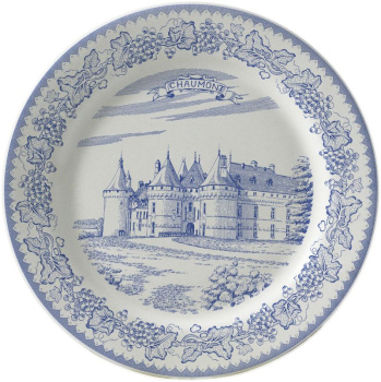 Gien Chateaux de la Loire Тарелка для канапе с рисунком Chaumont (Замок Шомон), диаметр - 12,8 см