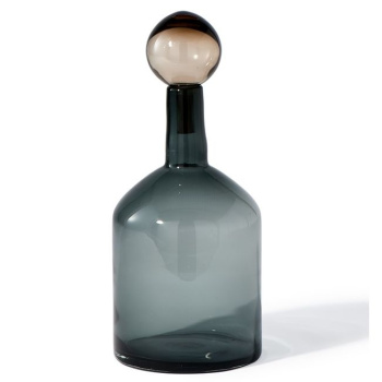 Pols Potten Bubbles & Bottles Chic Стеклянная бутылка с крышкой, 18х18х33h см, цвет- серый, коричн