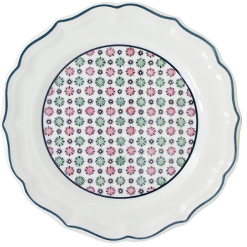 Gien Dominote Десертная тарелка с узором Artifices, диаметр - 23,2 см, цвет - белый, зеленый