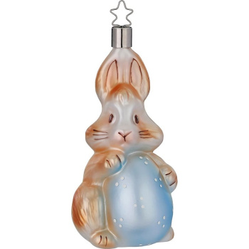 Inge Glas Стеклянная елочная игрушка Пасхальный кролик, высота - 11,5 см