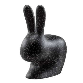 Qeeboo Rabbit Стул - Заяц, размеры: 68,8 x 39,5 x h 80 см, цвет - черный с белыми кружочками