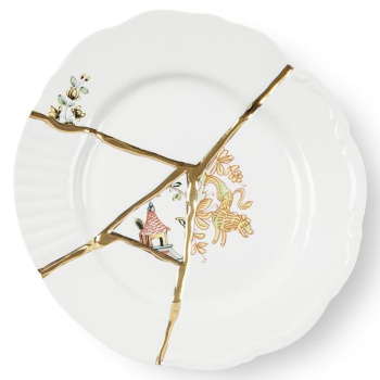 Seletti Kintsugi Десертная тарелка, диаметр - 21 см, цвет - белый, желтый, красный, золотой