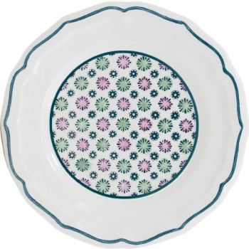 Gien Dominote Тарелка для закусок с узором Artifices, диаметр - 16,5 см, цвет - белый, зеленый
