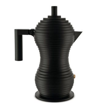 Alessi Pulcina Гейзерная кофеварка на 3 чашки эспрессо, объем - 150 мл, цвет - черный матовый