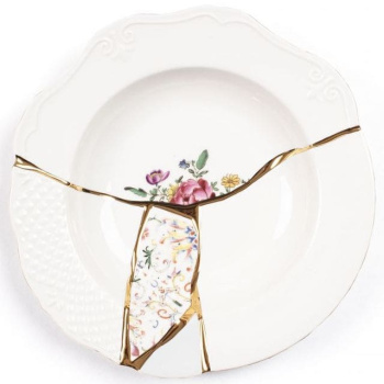 Seletti Kintsugi Тарелка для супа, диаметр - 22 см, цвет - белый, красный, золотой
