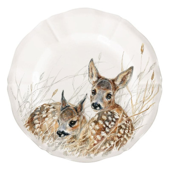 Gien Sologne Wildlife Young Тарелка для канапе с рисунком Faons (олени), диаметр - 16,5 см