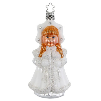 Inge Glas Стеклянная елочная игрушка Снегурочка с кристаллами Swarowski, высота - 12,5 см