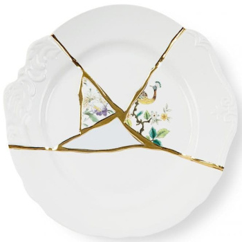 Seletti Kintsugi Тарелка для основного блюда, диаметр - 27.5 см, цвет - белый, зеленый, золотой