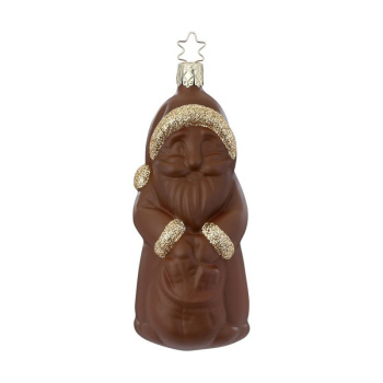 Inge Glas Стеклянная елочная игрушка Шоколадный Дед Мороз, размер - 13 см