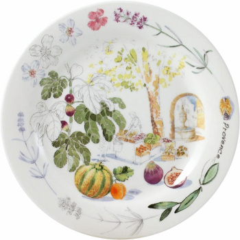Gien Provence Тарелка для закусок или канапе Рынок, диаметр - 22 см, цвет - белый, разноцветный
