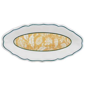 Gien Dominote Овальное блюдо для рыбы или закусок, размеры: 26,5х13,2 см, белый, зеленый, желтый