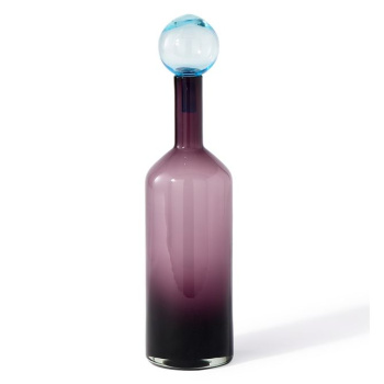 Pols Potten Bubbles & Bottles Chic Стеклянная бутылка с крышкой, 13х13х44h см, цвет- фиолет, голубой