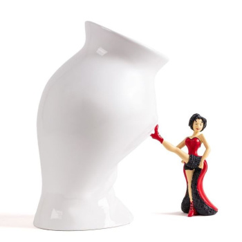 Seletti Circus Декоративная ваза Lucy, размеры: 28х17,5х28,5h см, цвет - белый, красный