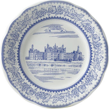 Gien Chateaux de la Loire Десертная тарелка с рисунком Chambord (Замок Шамбор), диаметр - 19,8 см