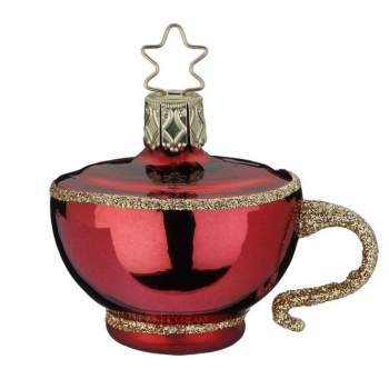 Inge Glas Стеклянная елочная игрушка Красная чашка, размер - 5,5 см