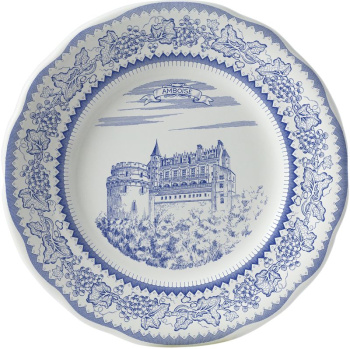 Gien Chateaux de la Loire Десертная тарелка с рисунком Amboise (Замок Амбуаз), диаметр - 19,8 см