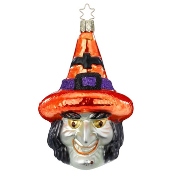 Inge Glas Стеклянная елочная игрушка Ведьма в шляпе, высота - 12 см