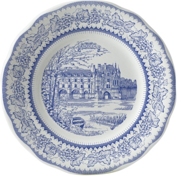 Gien Chateaux de la Loire Десертная тарелка с рисунком Chenonceau (Замок Шенонсо), диаметр - 19,8 см