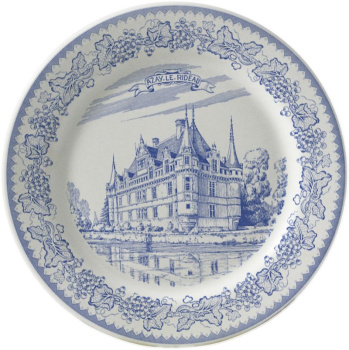 Gien Chateaux de la Loire Тарелка для канапе с рисунком Azay-le-Rid, диаметр - 12,8 см