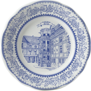 Gien Chateaux de la Loire Десертная тарелка с рисунком Blois (Замок Блуа), диаметр - 19,8 см