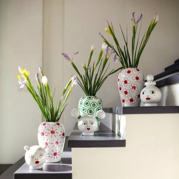 Seletti Le Canopie Декоративная ваза с крышкой Pepa, размеры: 17,5х17,5х42 см, цвет - белый, красный