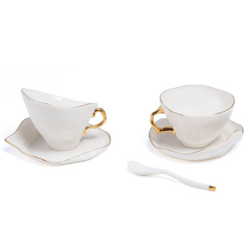 Seletti Meltdown Набор из 2-х фарфоровых чайных пар, цвет - белый, золотой