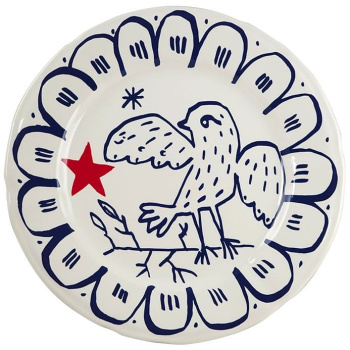 Gien L'Archipel Sentimental Обеденная тарелка с рисунком Oiseau (Птичка), диаметр - 27,3 см