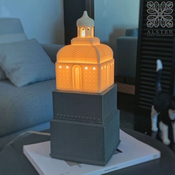 Lladro Metropolis Фарфоровая настольная лампа,15х15х35 см, антрацит/белый