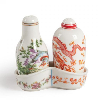 Seletti Hybrid Thea Фарфоровый набор для специй (солонка и перечница), цвет - белый, разноцветный
