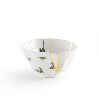 Seletti Kintsugi Фарфоровая пиала, диаметр - 11,5 см, цвет - белый, синий, золотой